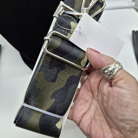 Camouflage Nylon Crossbody Strap with Silver Hardware - Picture 1 of 3